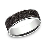 Gray Tantalum And 14K White Gold ‘The Python’ Snakeskin Patterned 7.5mm Wedding Band