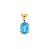 JT ESTATE 14K Yellow Gold Blue Topaz Oval Drop Pendant