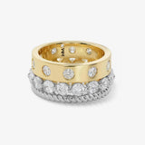 18K Yellow Gold And Silver Overlay 'Ashley Venice' Cubic Zirconia Stacked Ring