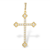14K Yellow Gold Natural Diamonds Cross Pendant
