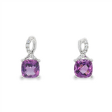 14K White Gold Amethysts Drop Earrings
