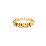 14K Yellow Gold Wavy Carved Straight Band