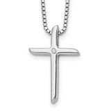 Sterling Silver Natural Diamond Cross Pendant