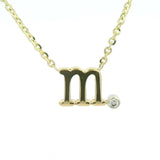 14K Yellow Gold 'M' Initial Diamond Necklace with a .02ct natural diamond