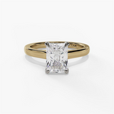 14K Yellow And White Gold Hidden Halo Radiant Diamond Engagement Ring