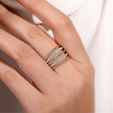 14K Yellow And White Gold Wide Band Bujukan Diamond Ring