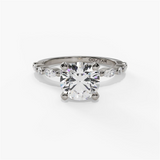 14K White Gold Modern Round Natural Diamonds Engagement Ring