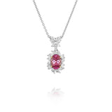 18K White And Yellow Gold Pink Sapphire And Diamond Halo Pendant