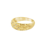JT ESTATE 14K Yellow Gold Quilted Design Natural Diamond Ring