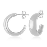 Sterling Silver Small Tapered Round J Hoop Earrings