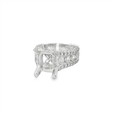 18K White Gold Wide Band Emerald Cut Natural Diamonds Natural Diamonds Engagement Ring