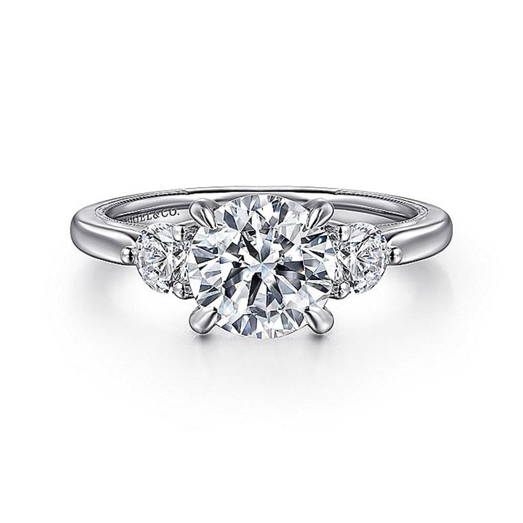 14K White Gold 'Abbi' Round Three Stone Diamond Engagement Ring