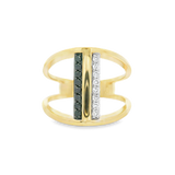 14K Yellow And Black Rhodium Geometric Natural Diamonds Ring