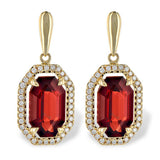 14K Yellow Gold Garnets Dangle Earrings