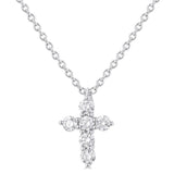 14K White Gold Natural Diamonds Cross Pendant