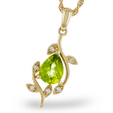 14K Yellow Gold Peridot Free Form Pendant Necklace