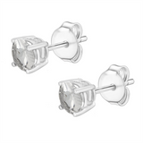 14K White Gold White Topaz Stud Earrings