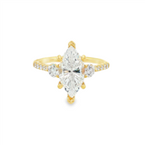 14K Yellow Gold 'Moon' Three Stone Marquise Natural Diamonds Engagement Ring