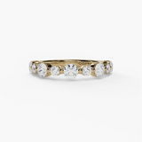 14K Yellow Gold Modern Alternating Natural Diamonds Band
