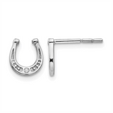 Sterling Silver Natural Diamond Horseshoe Studs
