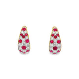 14K Yellow Gold Rubies Huggie Earrings