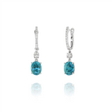 18K White Gold Blue Zircons Dangle Earrings