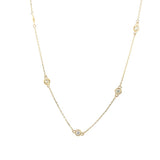 14K Yellow Gold Natural Diamonds Station Necklace