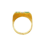 JT ESTATE 18K Yellow Gold Square Emeralds Contemporary Ring
