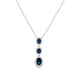 14K White Gold Sapphire And Diamond Three-Halo Necklace