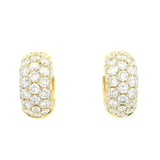 18K Yellow Gold 15Mm Pavé Round Huggie Natural Diamonds Hoop Earrings