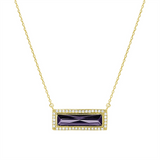 Gold Vermeil February Birthstone Simulated Amethyst Bar Pendant