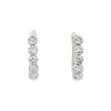 14K White Gold 15Mm Oval Lab Grown Diamonds Small Hoop Earrings