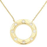 14K Yellow Gold Natural Diamond Circle Necklace