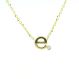 14K Yellow Gold 'E' Initial Diamond Necklace with a .02ct natural diamond