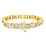JT ESTATE 14K Yellow Gold Natural Diamonds Fancy Link Bracelet
