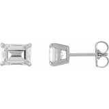 14K White Gold 2.00 CTW Emerald Cut Lab Grown Diamonds Stud Earrings