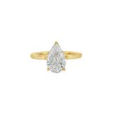 14K Yellow Gold 2.03Ct Pear Lab Grown Diamonds Hidden Halo Engagement Ring