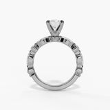 14K White Gold Modern Round Natural Diamonds Engagement Ring