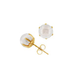 JT ESTATE 14K Yellow Gold Six Prong Pearl Studs
