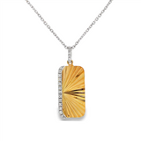 14K Yellow And White Gold Natural Diamonds Fluted Bar Pendant