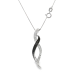 JT ESTATE 14K White Gold Natural Black And White Diamond Twist Pendant
