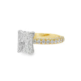 14K Yellow And White Gold 3.09Ct Radiant Lab Grown Diamonds Hidden Halo Engagement Ring