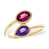 14K Yellow Gold Rhodolite Garnet And Amethyst Toi Et Moi Ring