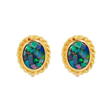 JT ESTATE 14K Yellow Gold Opal Mozaic Clip-On Earrings