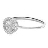 14K White Gold Round White Topaz Halo Ring