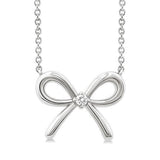 Sterling Silver Natural Diamonds Bow Necklace