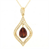 14K Yellow Gold Garnet Drop Pendant