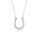 14K White Gold Natural Diamonds Horseshoe Necklace