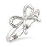 Sterling Silver Bow Natural Diamonds Ring