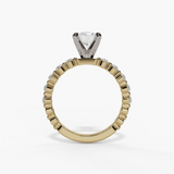 14K Yellow And White Gold Modern Round Natural Diamonds Engagement Ring